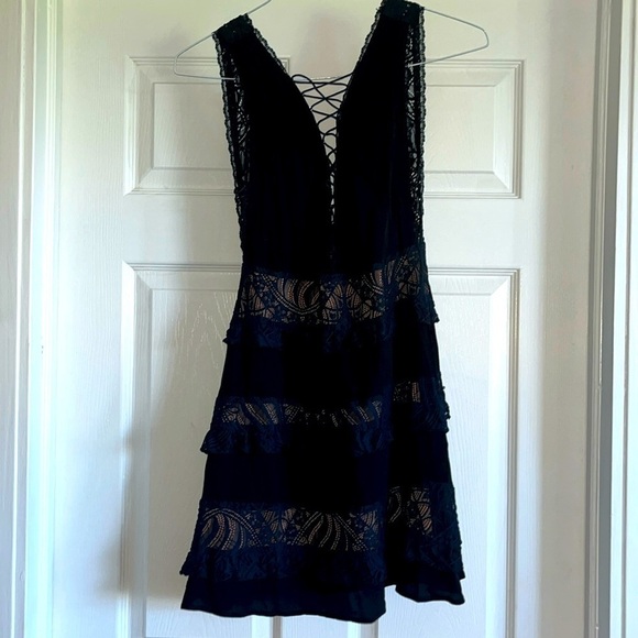 Cocktail Lace-Up Mini Dress Witch Whimsigoth LBD Romantic Lola Rose Sexy Lace - Picture 4 of 13